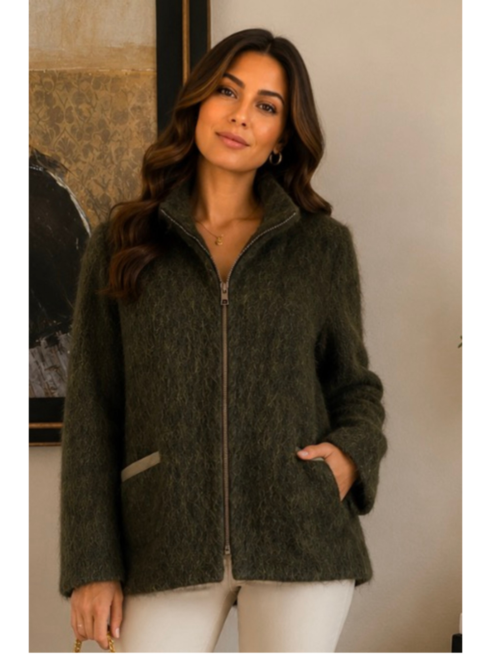 New Paz Torras Green Full Zip Jacket with Hood Size 10